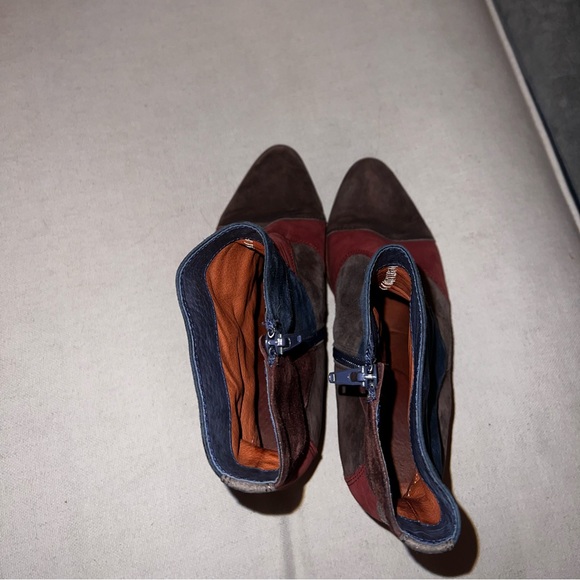 Patchwork Suede Jeffrey Campbell Booties wood effect block heel - Picture 2 of 4